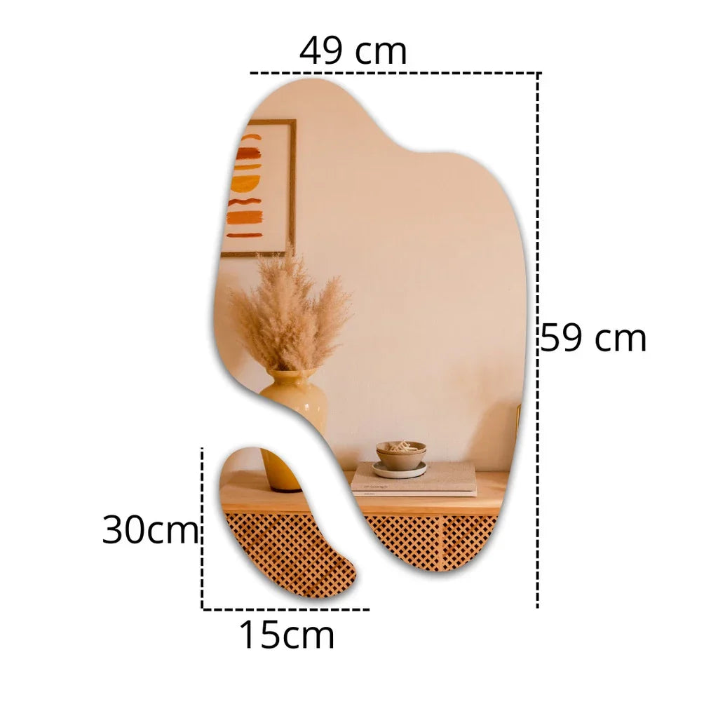 Espejo Orgánico Grande Elegance – Decorativo Abstracto Futurista Kit de 2  Piezas Liquidación