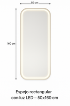 Espejo rectangular con luz LED - 50x160cm