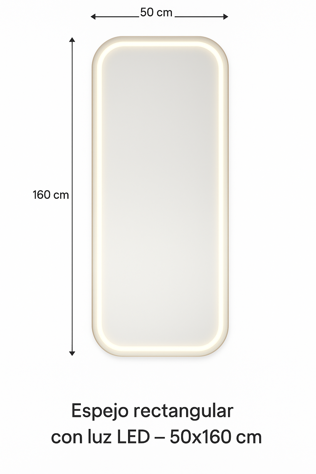 Espejo rectangular con luz LED - 50x160cm