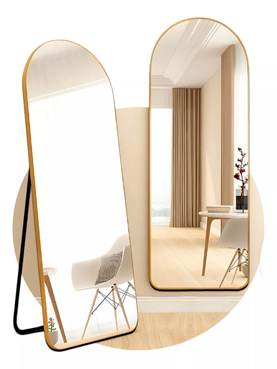 Espejo Pinterest grande con soporte y marco dorado - Liquidación