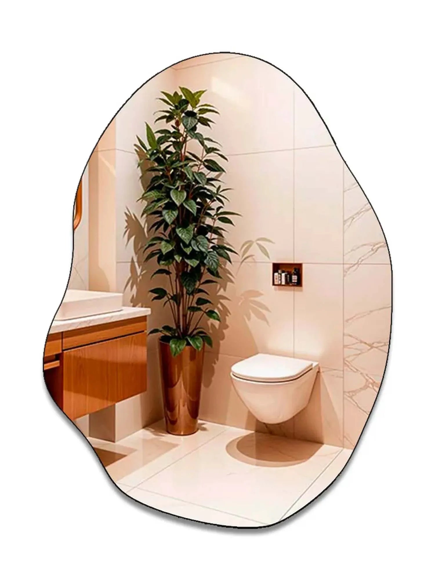 Espejo Decorativo Orgánico Grande en Cuero - Rubí - Liquidación